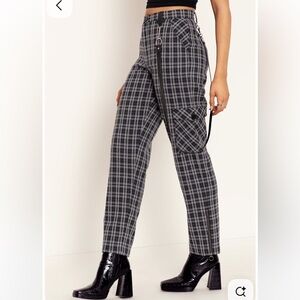 BlackMilk Wide Leg Plaid Cargo Pants